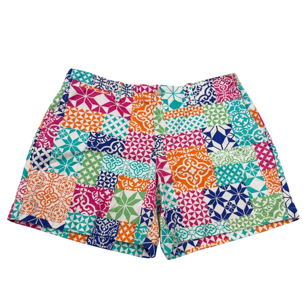 Polo Ralph Lauren Patchwork Tile Shorts Women 8 Multi Color Summer Beach